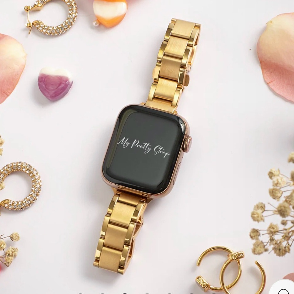 My Pretty Strap - Gold Tone Apple Watch Band Strap, Stainless Steel iWatch Strap